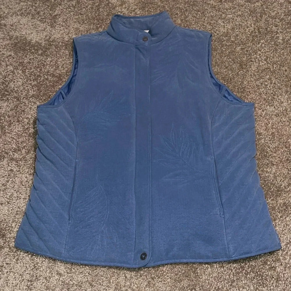Tommy Bahama Silk Quilted Embroidered Blue Vest - Large U - Picture 1 of 5